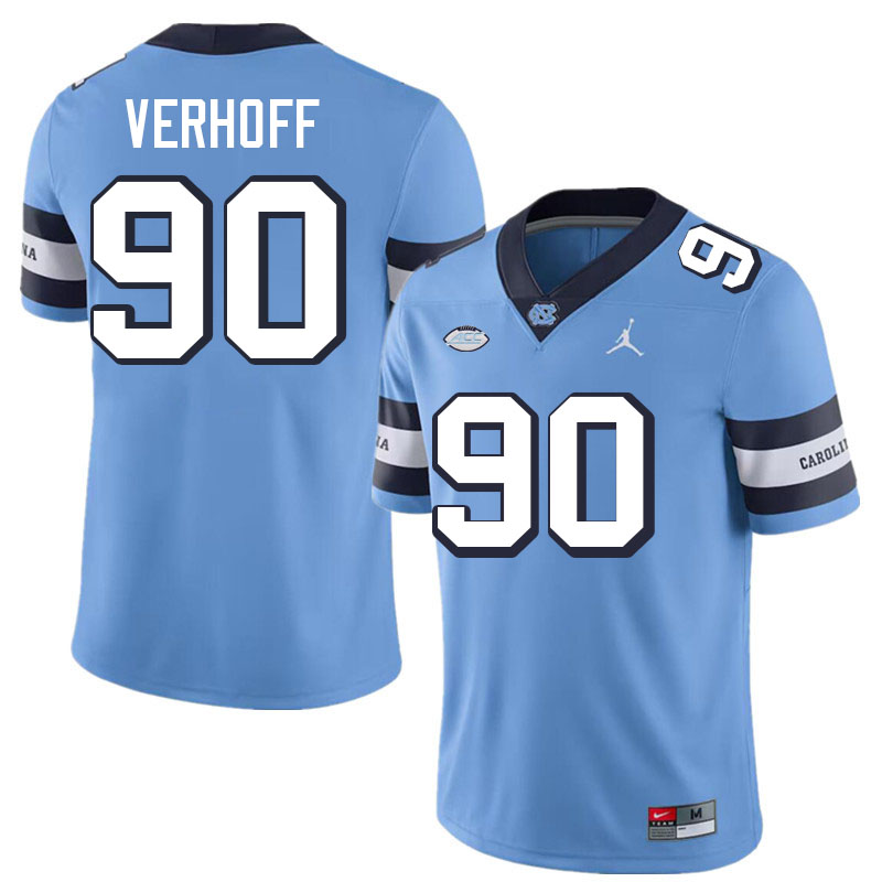#90 Rece Verhoff North Carolina Tar Heels College Football Jersey Stitched-Retro Blue